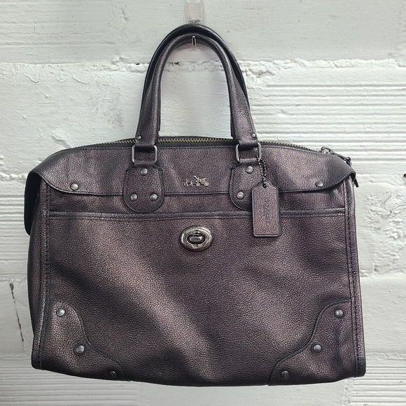 Coach | Bags | Coach Rhyder Satchel Burgundy Metallic Bag | Poshmark